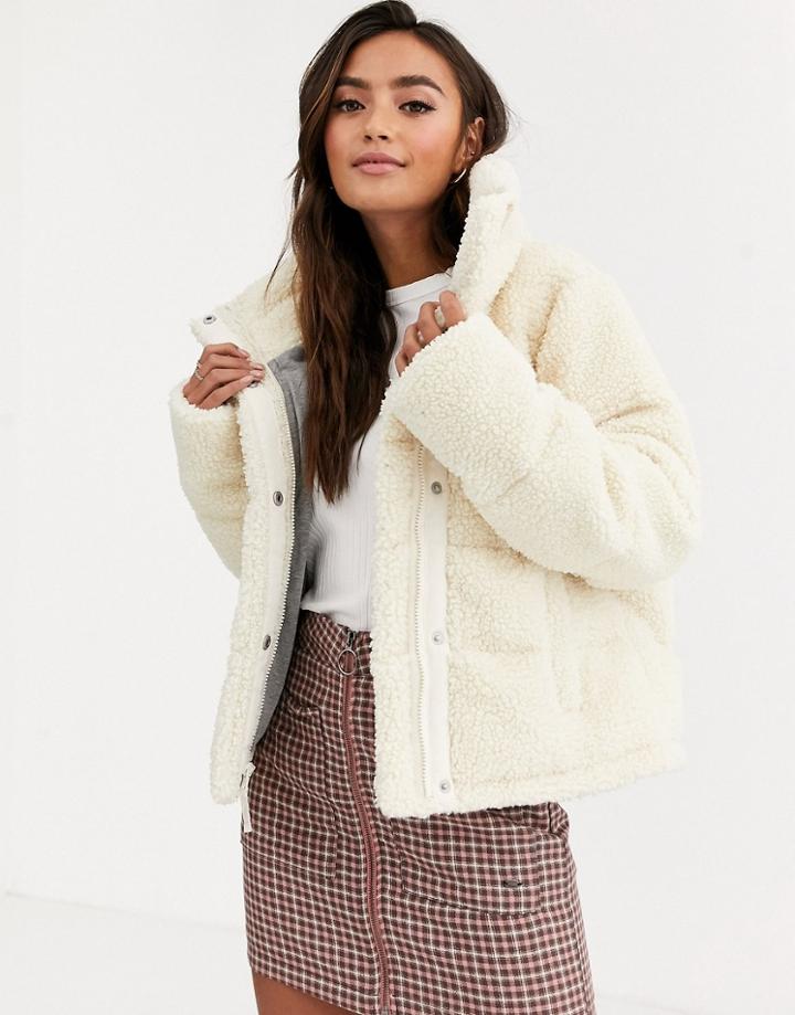 Abercrombie & Fitch Mini Puffer Jacket In Cream