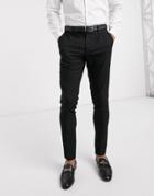 Asos Design Wedding Super Skinny Suit Pants In Micro Texture In Black