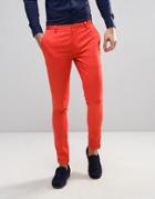 Asos Wedding Super Skinny Smart Pants With Turn Up - Red