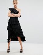 Zacro Step Hem Skirt With All Over Pleats - Black