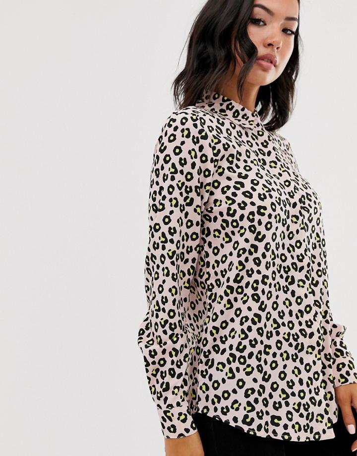 Brave Soul Shirt In Leopard Print-multi