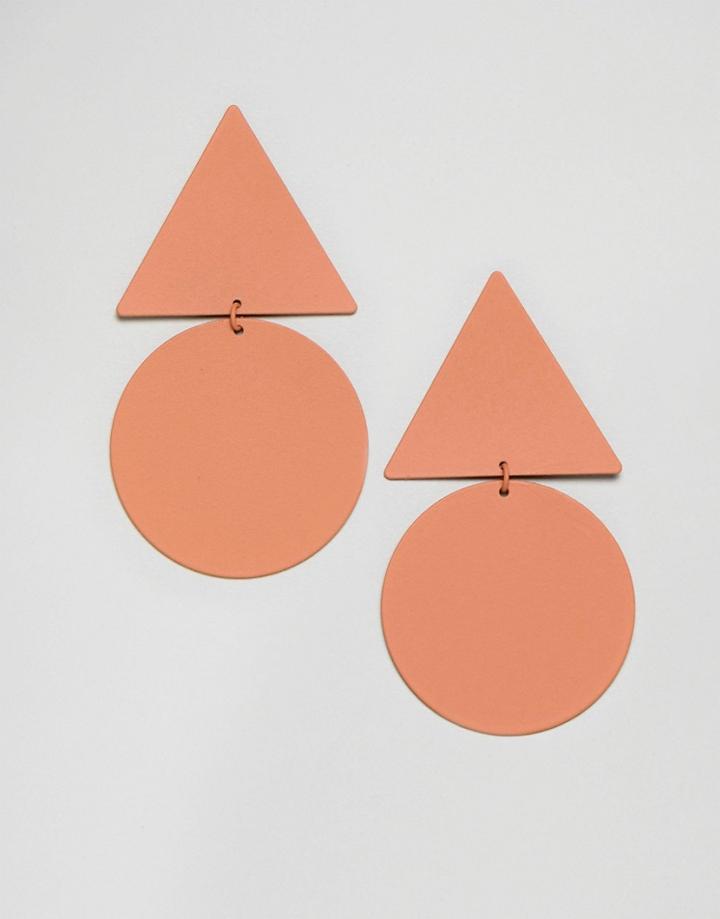 Mango Disc And Triangle Earrings - Orange