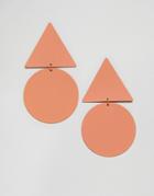 Mango Disc And Triangle Earrings - Orange