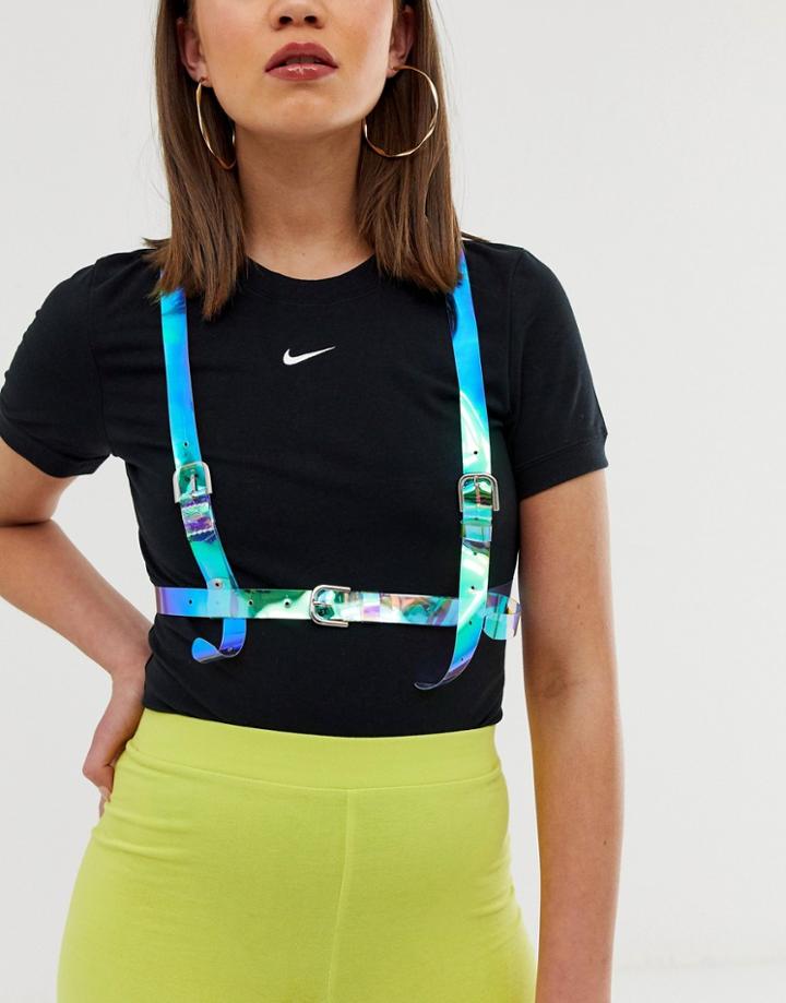 Asos Design Holographic Festival Harness Belt-clear