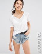 Missguided Tall Burnout V Neck Boyfriend T-shirt - White