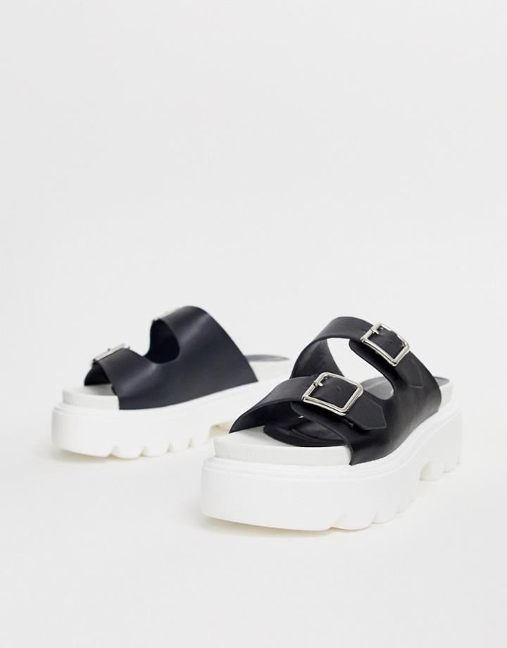 Park Lane Double Buckle Chunky Sandals - Black