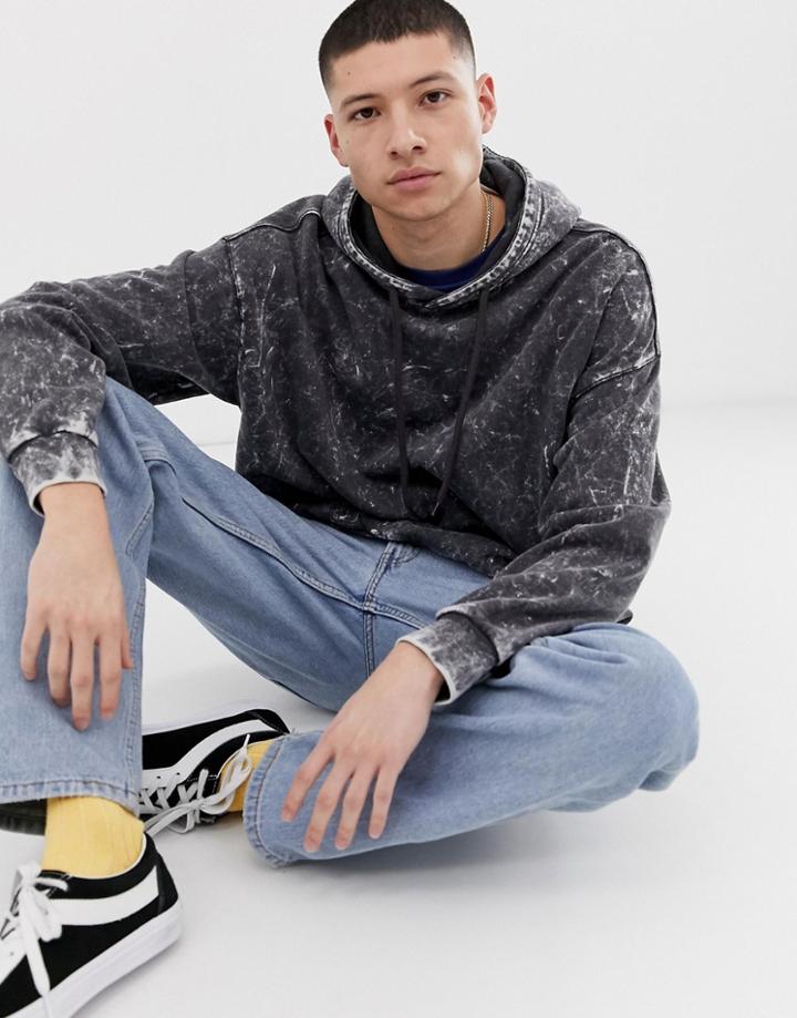 Cheap Monday Hoodie In Black Acid Wash - Black