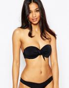 Asos Fuller Bust Exclusive Bunny Tie Front Bikini Top Dd-g - Black