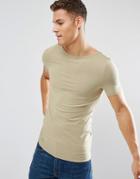 Asos Extreme Muscle Fit T-shirt With Boat Neck - Green