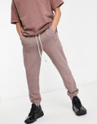Pull & Bear Matching Washed Sweatpants In Brown
