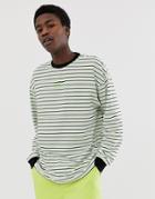 Fairplay Arden Long Sleeve Striped T-shirt With Chest Logo In Neon Green