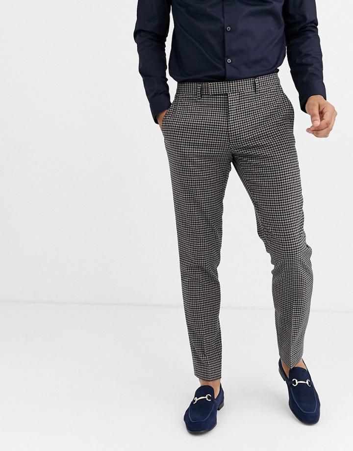 Rudie Heritage Houndstooth Check Skinny Fit Suit Pants-brown