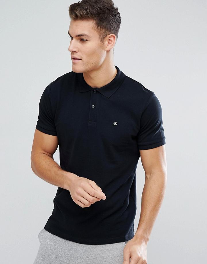 Jack & Jones Originals Polo Shirt With Branding - Black