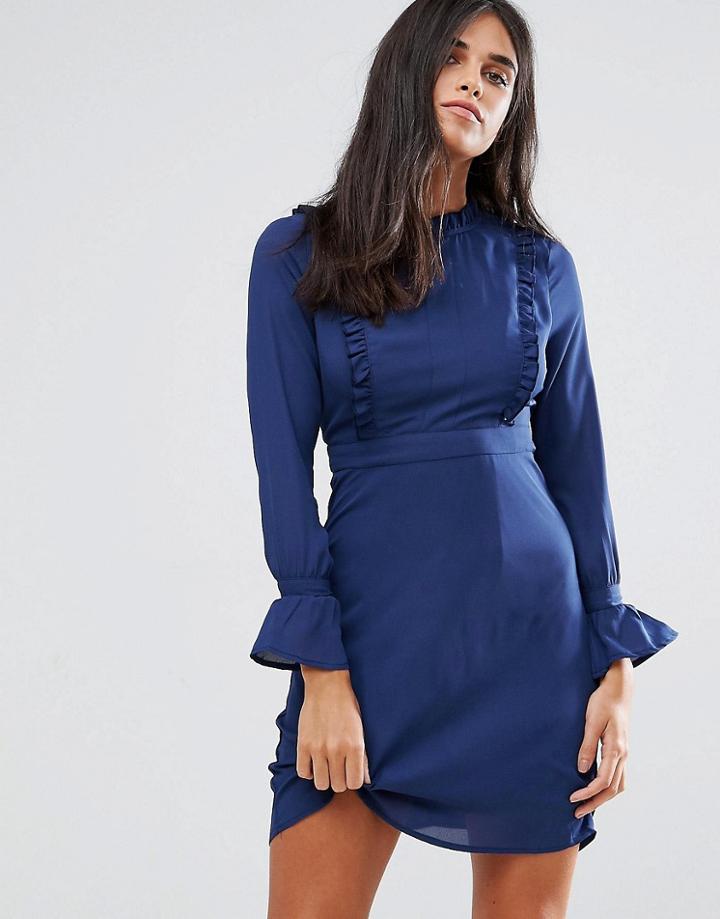 Rage Front Frill Dress - Navy