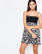 Rare Tropical Printed Cami Dress With Lace Detail - Multi Green
