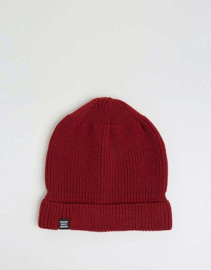 Herschel Supply Co Buoy Fisherman Beanie In Burgundy - Red