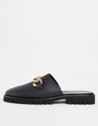 Asos Design Mule Loafers On Chunky Cleated Sole-black