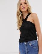 Mango Halter Neck Top In Black - Black