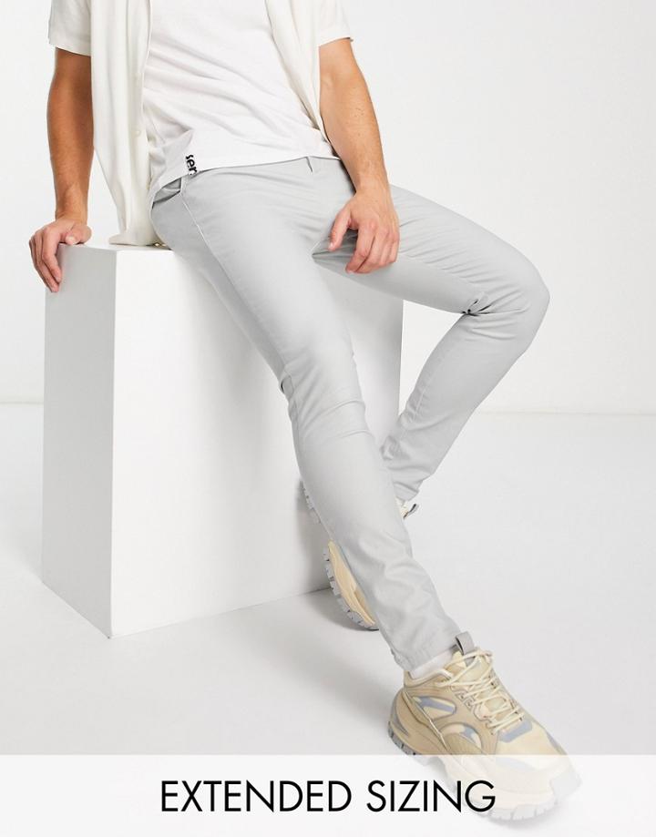 Asos Design Power Stretch Chinos In Light Gray