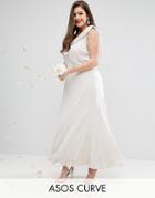 Asos Curve Wedding Slinky Drape Front Maxi Dress - Pink