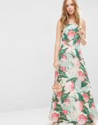 Asos Tropical Print Maxi Dress - Pink Print