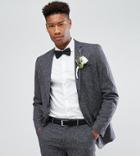 Farah Tall Skinny Wedding Suit Jacket In Fleck - Gray