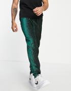 Liquor N Poker Slim Velour Sweatpants In Green-red