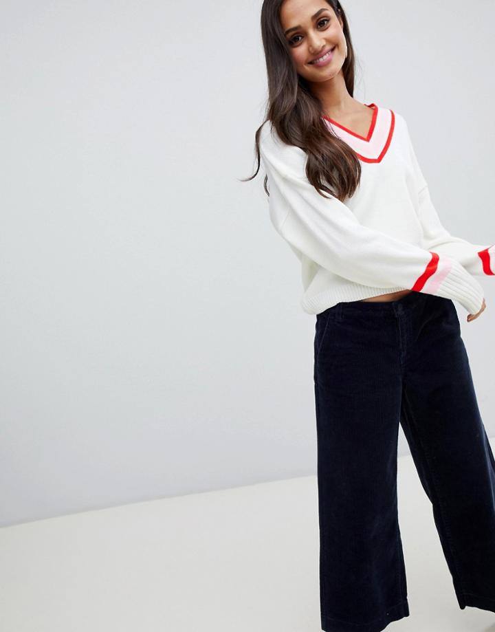 Asos Design Sweater In Oversize With Tipping - Multi