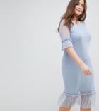 Junarose Mesh Layered Dress With Ruffle Details-blue