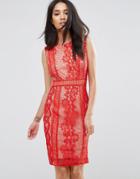 Ax Paris Red Lace Bodycon Dress - Red