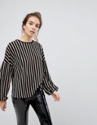 Pull & Bear Stripe Long Sleeve Blouse - Multi