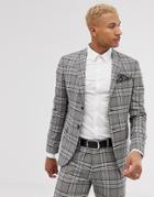 Lockstock Slim Suit Jacket In Gray Check - Gray