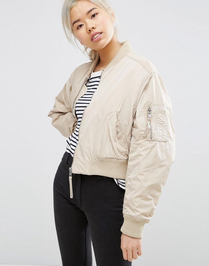Weekday Bomber Jacket - Beige