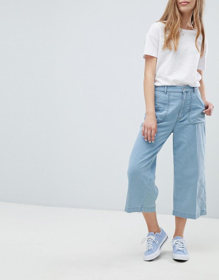 Pull & Bear Wide Leg Jeans In Blue - Blue