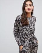 New Look Top Two-piece In Leopard Print - Gray