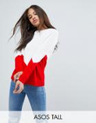 Asos Tall Chunky Sweater With Chevron - Red