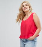 Asos Curve Ruffle Tank In Crinkle - Red