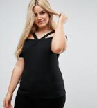 Pink Clove Off Shoulder Top With Strap Detail - Black