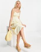 Influence Cami Strap Button Front Midi Dress In Yellow