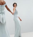Maya Tall Sleeveless Sequin Bodice Maxi Dress With Cutout And Bow Back Detail-blue
