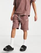 Pull & Bear Matching Washed Jersey Shorts In Brown