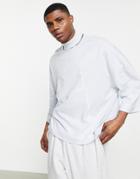 Asos Design Oversized Long Sleeve T-shirt In Blue With White Contrast Stitching-blues