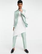 Asos Design Wedding Slim Suit Pants In High Shine Green