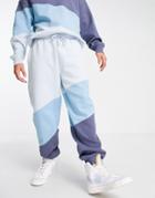 Topman Oversized Color Block Sweatpants In Blue - Part Of A Set-blues