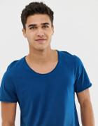 Selected Homme T-shirt With Scoop Neck-blue