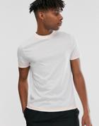 Asos Design Organic T-shirt With Crew Neck In White With Neon Orange Flatlocking - White
