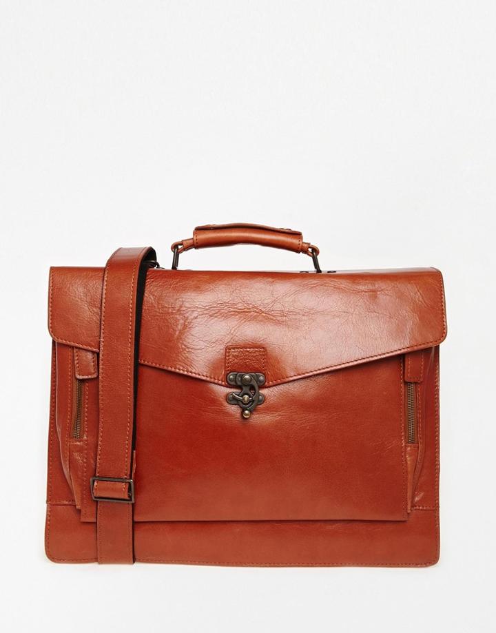 Royal Republiq Leather Conductor Satchel In Cognac - Brown