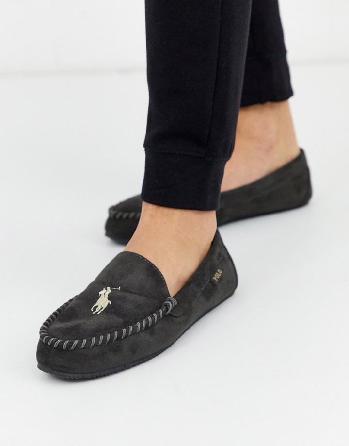 Ralph Lauren Desi Moccasin Slipper In Light Gray