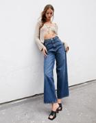 Asos Design Recycled High Rise 'relaxed' Dad Jeans In Authentic Darkwash-blue