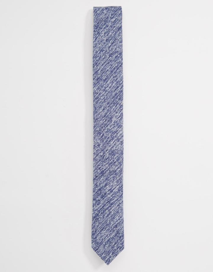 Asos Slim Tie In Jersey Blue Marl - Blue
